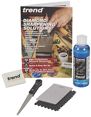 Trend Complete Diamond Sharpening Kit: Double-Sided Credit Card Stone & Mini Taper File w/ Lapping Fluid, Cleaning Block, Instructional DVD & Guide, DWS/KIT/C