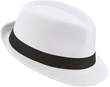 DEGUISE TOI Weißer Borsalino-Hut mit schwarzem Band - Weiß