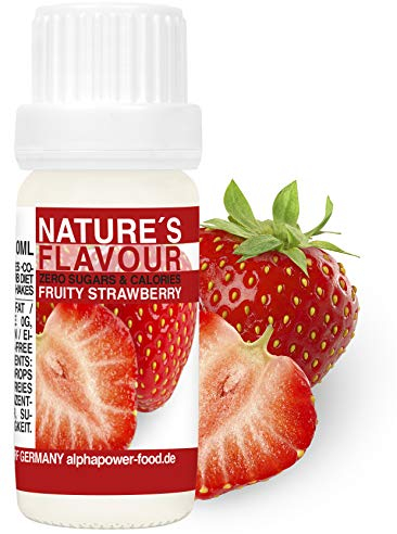 ALPHAPOWER FOOD Arôme alimentaire naturel fruité fraise I liquide - gouttes aromatisantes et édulcorant sans sucre, 1x10ml goût délicieux, vegan liquid sweetener Flavour Drops, Flavdrops