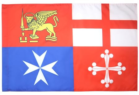 AZ FLAG Flagge Italien 4 Seerepubliken 150x90 cm Polyester 100D Hohlsaum | Für innen und außen italienischen Marine dekorative Flagge Italia quattro repubbliche marinare mit Masttunnel 100D Polyester
