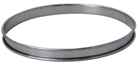 de Buyer - Runder Tortenring aus perforiertem Edelstahl mit gerolltem Rand - Durchmesser 28 cm, Höhe 2 cm - 3093.28, Silber