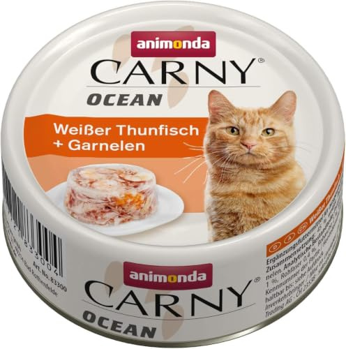 animonda Carny Ocean - Cibo Umido per Gatti, tonno Bianco + gamberetti, 12 x 80 g