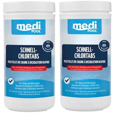 POWERHAUS24 mediPOOL Chlortabletten, Schnellchlor Tabletten 20g, Schnell ChlorTabs, 2X 1 kg