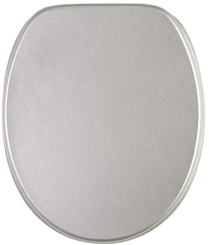 Sanilo WC Sitz ohne Absenkautomatik, viele neue Toilettendeckel zur Auswahl, hochwertige Oberfläche, stabile Scharniere, leichte Montage (Glitzer Silber)