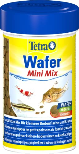 Tetra Wafer Mini Mix - Fischfutter für kleine Bodenfische (z. B. Welse) und Krustentiere, für gesundes Wachstum und Vitalität, 100 ml Dose