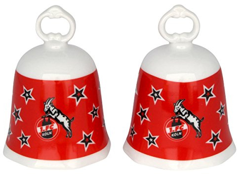 Brauns 1. FC Köln Weihnachtsglöckchen 2er-Set, weiss-rot, 30167