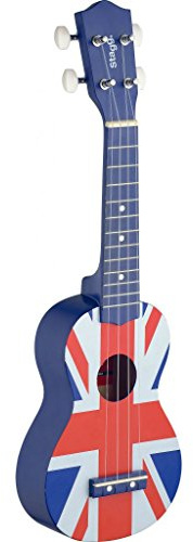 Stagg US UK-FLAG Soprano Ukulele Linden mit Tasche blau