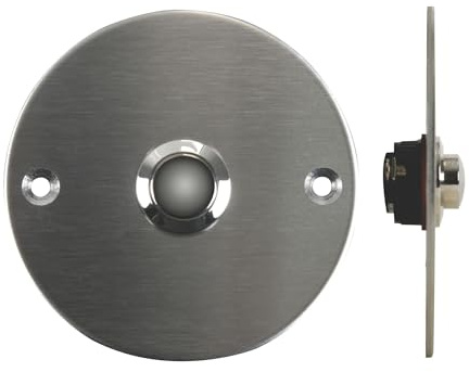 Perel Edelstahl klingeltaster, runder türklingelknopf, ø 75 mm, verdrahtete türklingel, no Kontakt, ip22 spritzwassergeschützt, halbeinversierte Montage, 75x75x17 mm, lochabstand 60 mm, Betrieb mit 8