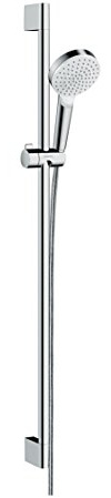 hansgrohe Crometta Ensemble de douche 1 jet EcoSmart 9 l/min avec barre Unica'Croma 90 cm, blanc/chromé, 26539400
