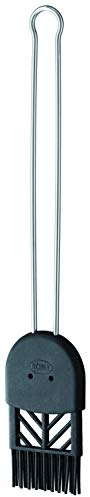RÖSLE Backpinsel Silikon, Hochwertiger Pinsel zum Einfetten und Glasieren, Silikon, große Speicherkapazität, -70°C bis +220°C, Spülmaschinengeeignet, 4,5 cm, Silbern/Schwarz