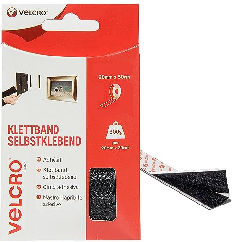 VELCRO Brand Cinta adhesiva 20mm x 50cm Negro