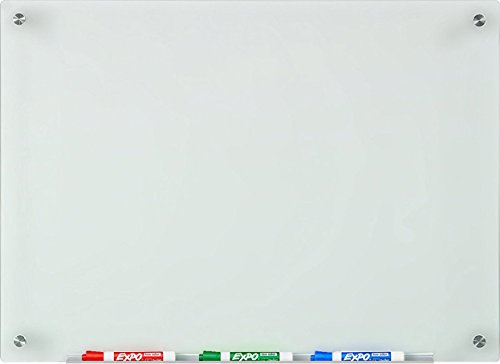 Audio-Visual Direct Frosted Glass Dry-Erase Board Set - 2' x 1.5' - Includes Hardware & Marker Tray (Non-Magnetic)