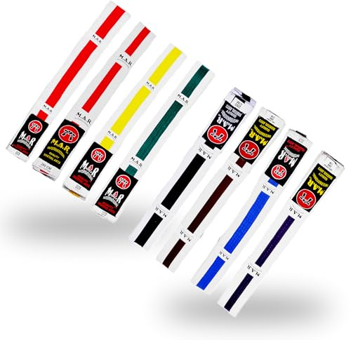 MAR | Martial Arts Belt, White & Purple Striped Ranking Belts - 100% Cotton | Professional Equipment for All | Striped Grading Belts, Ideal for Karate, Judo, Taekwondo, Jiu jitsu (300cm)