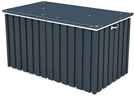 Duramax DH 1.3 (585 L) Coffre de Rangement de jardin en métal avec vérin à gaz hydraulique, coffre de terrasse et rangement de meubles de jardin, Boîte de rangement coussins, anthracite