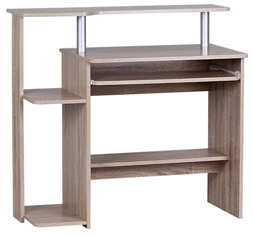 FineBuy Computertisch 94x48,5x90,5 cm mit Tastaturauszug | Schreibtisch mit Druckerablage und Fach für den Rechner, PC Tisch platzsparend für kleine Räume, Homeoffice