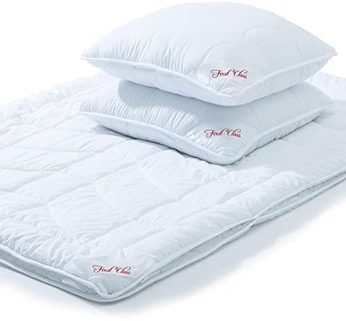 CelinaTex First Class 4 Jahreszeiten Steppdecken 200 x 220 cm Set mit 2X Kopfkissen 80 x 80 cm Winter Sommer Steppdecke