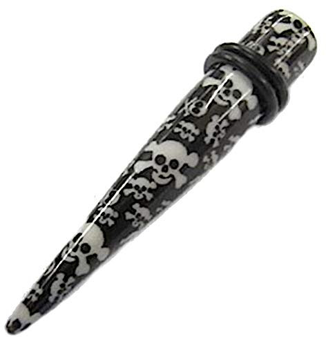 Chic-Net Totenkopf Piercing Expander Dehnungsstab Straight Dehnstab Unisex Ohrschmuck Tunnel Plug Ohrstecker 6 mm