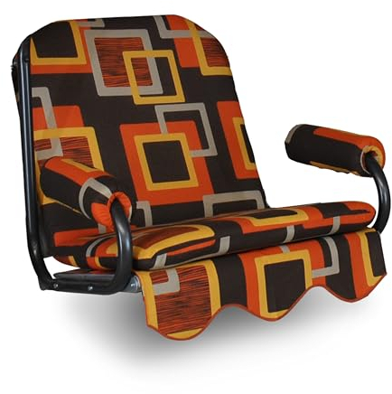 Angerer Freizeitmöbel GmbH Hollywoodschaukel Auflage 1-Sitzer - passend für viele 1-Sitzer Hollywoodschaukeln - Schaukelauflage Made in Germany (Braun-Orange Gemustert)