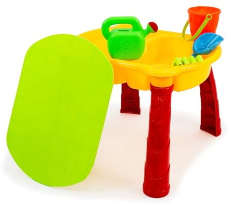 KandyToys Sand and Water Table with Lid and Accessories - Kids Outdoor Play Garden Sandpit