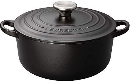 LE CREUSET Cast Iron Round Casserole, Satin Black, 24 cm