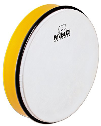 Nino Percussion Hand Drum Instrument - Große Handtrommel für Kinder ab 5 Jahren - Durchmesser 10 Zoll (ca. 25 cm) - Kunststoff, Gelb (NINO5Y) | Musikinstrument für Kinder ab 5 Jahren, Durchmesser 10 Zoll, Kunststoff