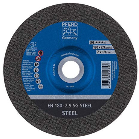 PFERD 522653 Leistungs-Linie SG Steel Trennscheiben, EH, 2.9mm x 22.23mm x 180mm, 25 Stück