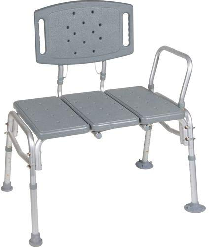 HEALTHLINE Panca di trasferimento regolabile in altezza 226,8 kg, resistente vasca bariatrica con schienale, sedile antiscivolo, sedia da bagno per bagno per anziani disabili