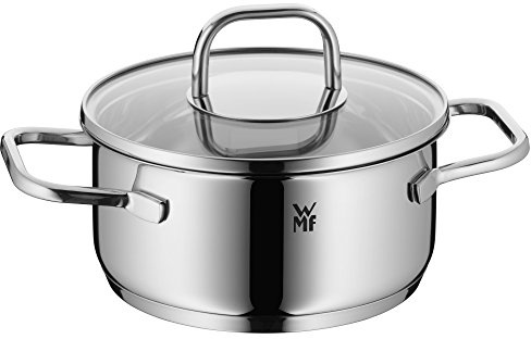 WMF Inspiration Kochtopf klein 16cm, Glasdeckel, Bratentopf Induktion 1,4l, Cromargan Edelstahl poliert, unbeschichtet