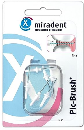 miradent Pic-Brush® Interdentalbürste weiss 0,6-2,0 mm mit bewährter Aufsteckfunktion 6 Stück | für eine optimal gründliche Reinigung der Zahnzwischenräume, Brackets, Zahnspangen, Brücken