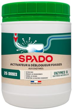 SPADO - Activateur & débloqueur fosses septiques & toutes eaux - Redémarre & active une fosse - Traitement choc biologique - Elimine les odeurs - 500 G - Fabriqué en France