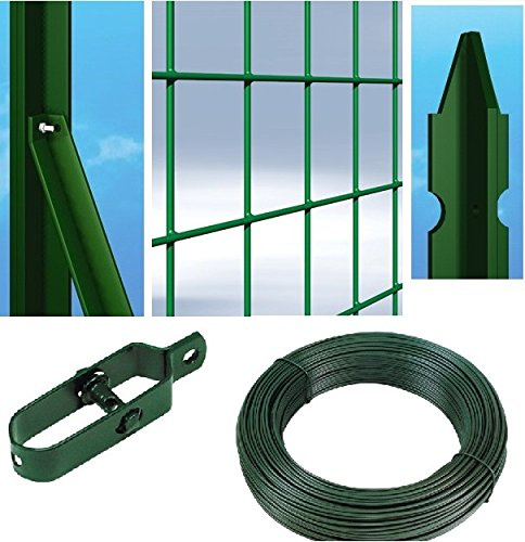 ITALFROM Recinzione Completa 25mt LINEARI Rete Metallica PLASTIFICATA (Rete h100 cm) (Maglia:mm75X50) con PALETTI POSTI nel Cemento (2256)