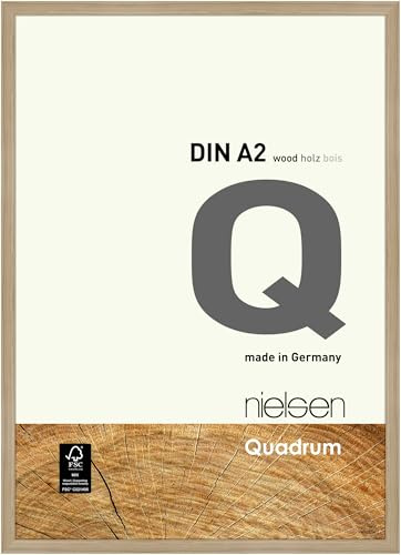 nielsen Holz Bilderrahmen Quadrum, 42 x 59,4 cm (A2), Hellbraun | Holz Posterrahmen im Hoch- & Querformat zum Aufhängen Hellbraun matt Echtglas