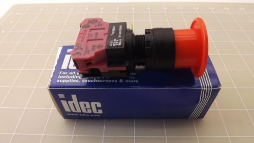 Idec HW1B-Y2F01-R PUSH PULL, RED, PUSH BUTTON, MUSHROOM HEAD 40 MM, EMERGENCY-STOP, 1 NORMALLY CLOSED, 22 MM