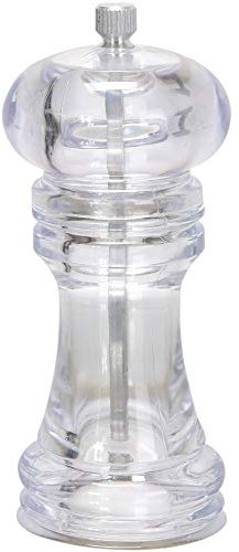 Cook Concept KA11461 Moulin Manuel à Poivre ou Sel Transparent et Gris Inox Broyeur céramique D6 x H16 cm