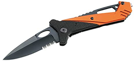 Herbertz Taschenmesser - Stahl AISI 420 - schwarz beschichtet - Frame Lock - G10/Aluminiumschalen - Glasbrecher - Clip