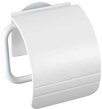 WENKO Static-Loc® Toilettenpapierhalter Osimo Weiß - Befestigen ohne Bohren, Polypropylen, 15 x 14 x 5 cm, Weiß