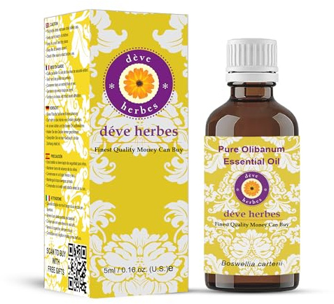 dève herbes Olio essenziale di Olibano puro di (Boswellia carterii) distillato a vapore di grado terapeutico naturale al 100% 5ml (0.16 oz)