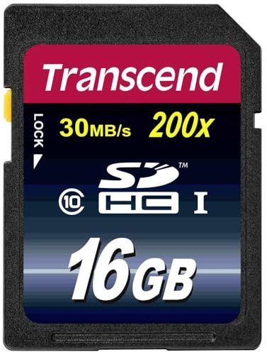 Transcend TS16GSDHC10 - Tarjeta de memoria de 16 GB (clase 10, 30 MB/s) | Compatible con cámaras réflex digitales