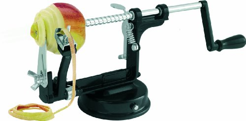 GEFU Apfelschäler 3-in-1 DELICIO | Schälen, Entkernen & Schneiden in Spiralen | Mit Saugfuß, manuelle Kurbel, für Äpfel & Kartoffeln