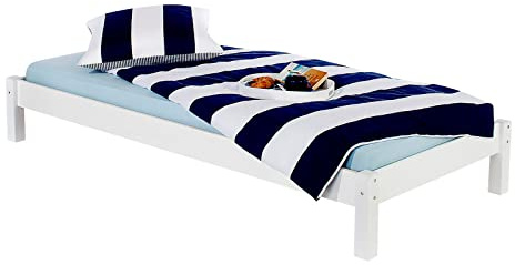 IDIMEX Lit futon Simple pour Adulte Taifun 90 x 200 cm, 1 Personne, 1 Place, pin Massif lasuré Blanc