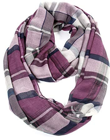 Tartan Plaid & Checks Infinity Fashion Scarves (Plaid (Cardinal Pink))