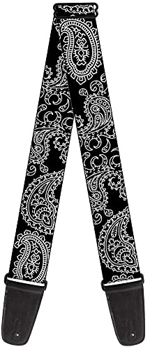 Buckle-Down Gitarrengurt, Paisley Black White, 2 Zoll breit