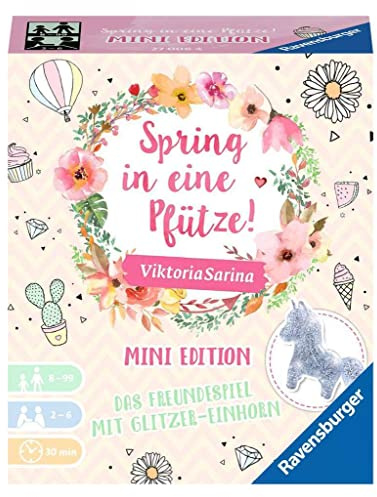 Ravensburger Familienspiel - Spring in eine Pfütze! - Mini Edition 27006 - Spiel für Kinder ab 8 Jahren mit Glitzer Einhorn
