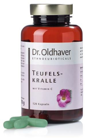 Dr. Oldhaver Teufelskralle (120 Kapseln) | Extrakt aus Teufelskrallenwurzel mit hoher Qualität | Mit Selen und Vitamin C für Knochen und Knorpel