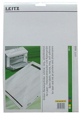 Leitz PC-beschriftbare Rückenschilder selbstklebend für Standard- und Hartpappe-Ordner, 125 Stück, Langes und schmales Format, 39 x 285 mm, Papier, Gelb, 16880015