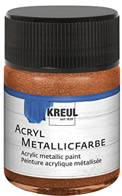 KREUL 77580 - Acryl Metallicfarbe, 50 ml Glas in kupfer, glamouröse Acrylfarbe mit Metalliceffekt auf Wasserbasis, cremig deckend, schnelltrocknend und wasserfest