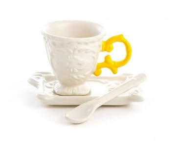 I-Wares Service à café en porcelaine avec manche – Jaune