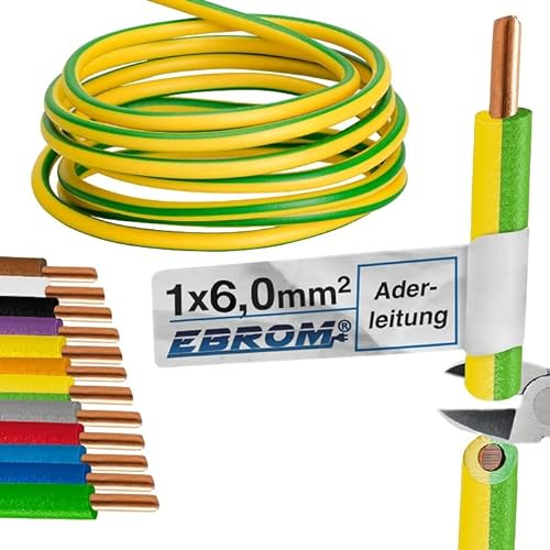 Aderleitung H07 VU, 1 x 6 mm², 10 m, grün/gelb
