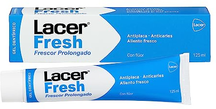 LACERFRESH - Gel Dentífrico 125 ml Laminado, Antiplaca Dental, Previene la Caries, Protege las Encias, Enmascara el Mal Aliento, Boca Fresca, Sana y Protegida, Efecto Prolongado