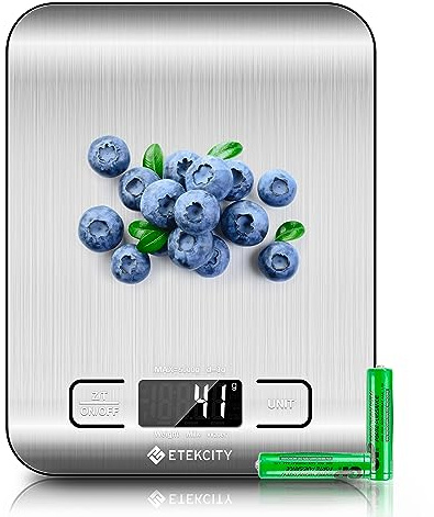 Etekcity Food Kitchen Scale, Digital Grams and Ounces for Weight Loss, Baking, Cooking, Keto and Meal Prep, LCD Display, Medium, 304 Stainless Steel